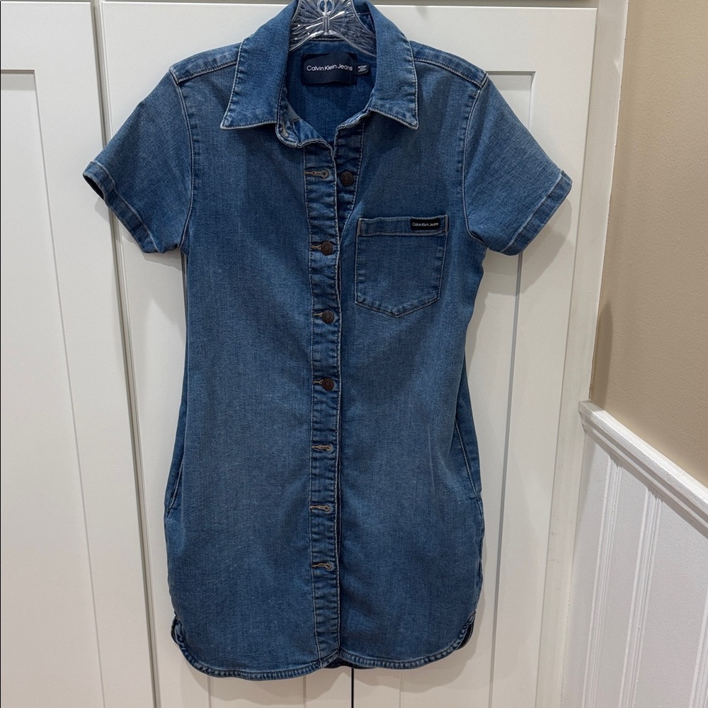 Calvin Klein Blue Denim Shirt Dress